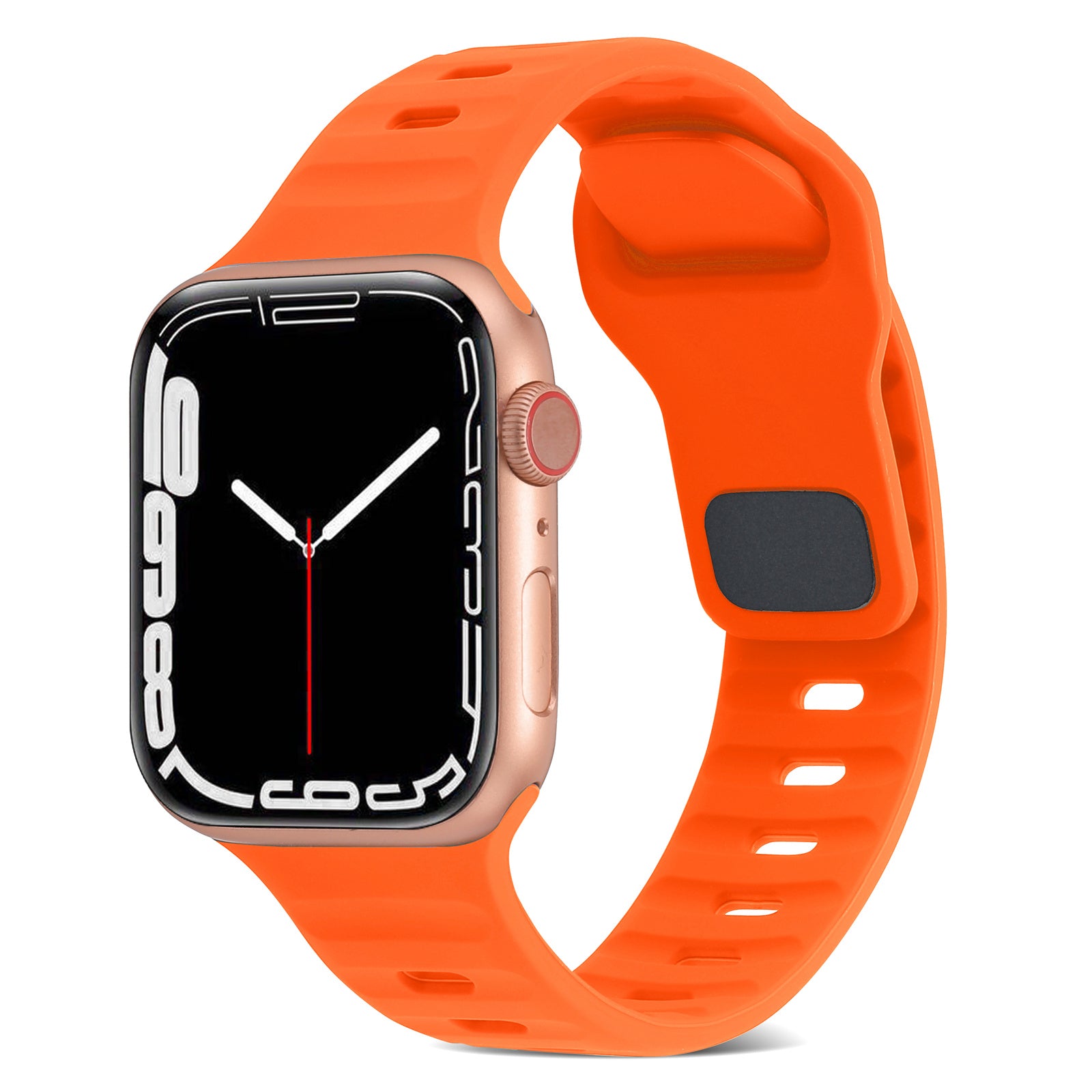 Uniqkart for Apple Watch Ultra 49mm / Series 8 7 45mm / 6 5 4 SE (2022) SE 44mm / 3 2 1 42mm Watchband Silicone Watch Strap with Square Buckle - Orange Uniqkart for Apple Watch Ultra 49mm / Series 8 7 45mm / 6 5 4 SE (2022) SE 44mm / 3 2 1 42mm Watchband Silicone Watch Strap with Square Buckle - Orange